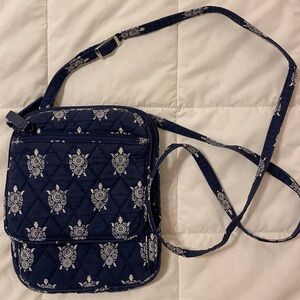 Vera Bradley Sea Turtle navy blue crossbody bag with white turtles